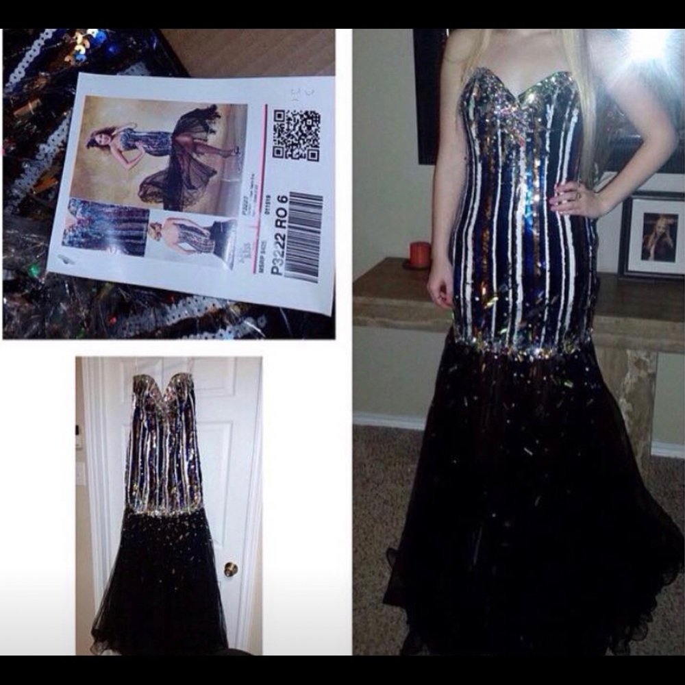 Black w/ multi color sequin formal dress